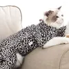 Abbigliamento per cani Tuta da recupero per gatti Stampa leopardata Abbigliamento per la cura degli animali Gattino Svezzamento Elastico alto dopo l'abbigliamento