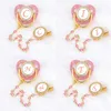 Pacifiers# Pink Zircon Deluxe Clip 26 Letters Neonatal Personalized Bracket Silicone Baby Nipple No BPA G220612