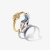 2023 nuovi anelli di nozze in argento sterling 925 per le donne fai da te fit Pandora celeste scintillante sole luna anello set moda ragazza regalo di gioielli di design di San Valentino