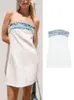 Robes décontractées robe en jean blanc femme moulante Mini femmes Sexy Vintage dos nu rue été mode hors épaule femme courte