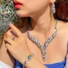 Necklace Earrings Set Uilz Arabic Dubai Heavy Cubic Zircon Mutilcolor Jewelry For Women Shiny Big Luxury Wedding Accessories