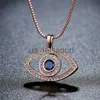 Pendant Necklaces Blue Evil Eye Pendant Necklace Luxury Crystal CZ Clavicle Necklace Silver Rose Gold Jewelry Third Eye Zircon Necklace Fashion Birthda J230612