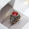 Cluster Ringen Wbmqda Boho Rode Kristal Grote Ring Voor Vrouw Antiek Goud Kleur Etnische Bruids Vintage Bruiloft Sieraden Geschenken 2023