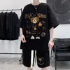 Fatos de treino masculinos Gmiixder SS Kawaii Bear conjunto de shorts de manga curta masculino tamanho grande desenho animado casal estampado ternos de duas peças 230612