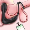 Bluetooth APP Männlichen Prostata-massagegerät Vibrator Doppel Ring Verzögerung Ejakulation Anal Plug Stimulator Erwachsene Sex Spielzeug für Männer Paare L230518