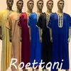 Ethnic Clothing 1 Pieces Shiny Short Sleeves Muslim Jubba Thobe Men Pakistan Djellaba Luxury Saudi Abaya Moroccan Webbing Robe Eid/Ramadan