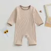 Jumpsuits Pasgeboren peuter baby jongen meisje herfst casual lange mouwen ronde hals contrasterende kleur katoenen rib jumpsuit G220606