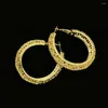 Boucles d'oreilles créoles texture ajourée grand cercle rond pour la déclaration de mode des femmes 24K plaqué or bijoux de fête de charme