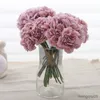 Flores secas 5 pçs peônia artificial roxo romântico buquê de seda casamento casa decoração de mesa natal sala estar diy falso