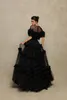 Robes Sexy Urbaines Voir À Travers Noir Tulle Robe De Bal Oneck Femme Vêtements Aline Soirée Pour Les Femmes À Volants Robe De Bal À Manches Courtes 230612