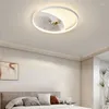 Lustres modernos simples design de lua led lustre para crianças quarto quarto de criança cozinha estudo lâmpada de teto redonda luz de controle remoto