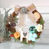 Decorative Flowers Christmas Wreath Plant Cane Deer Door Hang Diy Decoration Nut Cotton Festival Wi Ribbon For