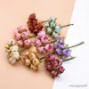 الزهور المجففة 6pcs باقة الحرير متعدد الألوان مزهريات للديكور المنزلي زفاف الزخرفة بالجملة