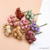 Dried Flowers 6Pcs Bouquet Multicolor Silk Roses Vases for Home Decor Wedding Decorative Wholesale Christmas Wreath Scrapbook