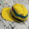 Berretto da baseball ricamato con toppa a righe gialle Rhude Uomo Donna 1 Cappello regolabile per protezione solare esterna di alta qualità Tesa larga2177