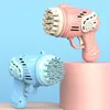 Sommarspel Uppgradering 23-håls barn Gatling Bubble Gun Charging Electric Rocket Launcher Wedding Bubble Machine Soap Water Bath Toys Gift