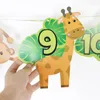 Decoração de festa 12 meses Animal Po Moldura Banners Tema Selva Bebê Primeiro Feliz Aniversário Guirlanda Para Crianças Decoração de Um Ano