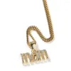 Pendant Necklaces MOM Letters Iced Out Bling Necklace Mirco Pave Prong Setting Rock Rapper Fashion Hip Hop Jewelry BP247