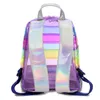 Backpack New Casual Clear Backpack Rainbow Stripe Bags PVC Transparent Contrast Color Fashion LargeCapacity School Bags For Girls J230517