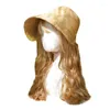 Brede rand hoeden vrouwen strom hoed thee feestkant kanten lange riem strandvakantie