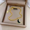 Charm Bracelets 20 pçs/lote Aço Inoxidável Gold Silver Color Moon Charms Chain Bracelet For Women Fashion Jóias Presente Atacado