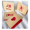 Kraft Paper Love Greating Card Valentine's Day Hollow Greet Thanksgiving Birthday Wedding Blessing Cards 6st/Set JN12