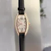 Kobiet Diamentowy zegarek prostokątny projekt lufy z szwajcarskim ruchem kwarcowym Super Release Vertigo Sapphire Mirror Italian Belt Imported Big Brand Watch