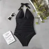 Womens Swimwear Sexy Tankini Plus Size Women Black Halter Monokini Swimsuit Push Up Bathing Suit High Waist Bodysuit 230609