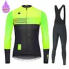 Cykeltröja sätter Spanien Team Winter Thermal Fleece Cycling Clothes Men Long Sleeve Jersey Suit Outdoor Riding Bike MTB Pants Clothing Jumpsuits 230612