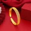 Kvinnliga manschett armband riktigt 18k gult guldfärg klassisk gängad armband solid smycken lady närvarande