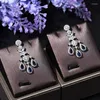 Necklace Earrings Set EYER Bridal Wedding High Quality Women Party Banquet 4pcs Water Drop Blue Stone Earring Bracelet Ring Sets