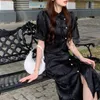 Ubranie etniczne Balck chiński styl sukienka styl vintage mandarynki qipao topskirt kobiety eleganckie cheongsam seksowne podzielone vestidos