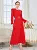 Etniska kläder Eid Mellanöstern Turkiet Solid Color Robe Kaftan Marockan Dress Muslim Abayas Women Dubai 2023 Elegant Vestidos Party Dresses