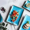 Ужинать наборы посуды Kinglang cersing graze graze ceramic boundware rice bowls Появляется блюда фарфоровые голубые