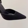 Sandália Sexy Festa Salto Alto Feminino Moda Bico Pontudo Alça Seda 11CM Fino Novidade Verão Sapatos Modernos