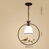 Lampes suspendues American Dining Room Lustre Creative Bird E27 Fer Verre Moderne Salon Chambre Couloir Balcon Lumières Décoratives