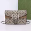 Klassisk lyxkedja Fashion Crossbody Bag 2021 Plaid Flower Brand Wallet Vintage Ladies Brown Leather Handbag Designer Shoulder Yu558