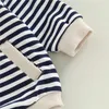 Jumpsuits Unisex women's men's autumn with long sleeved striped print casual loose pocket sweater jumpsuit G220606
