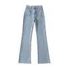 Jeans femme noir femmes 2023 automne vêtements Vintage Flare pour pantalon poches avant marron évasé coréen Streetwear