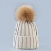 Berets 2023 Cute Winter Mom Women Baby Kids Crochet Knitted Hat Caps Children Girl Boy Wool Fur Bobble Ball Pompom Beanies Hats