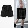 Herr shorts män sommar baggy chic ins mode casual japansk stil elastisk midja solida byxor design manliga harajuku kort 230612