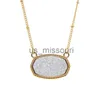 Pendant Necklaces Pendant Necklaces Resin Oval Druzy Necklace Gold Color Chain Drusy Hexagon Style Luxury Designer Brand Fashion Jewelry For WomenPend J230612