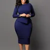 Afrikaanse plus size jurken dames blauwe feestjurk sexy lange mouw patchwork peplum elegante knielange bodycon avondjurk