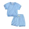 Summer Infant Kids Krótki zestaw odzieży dla dziewcząt dla chłopców ubrania puste stroje krótkie rękawki Top Shorts 2PCs/Set Toddler Suit Boutique 1-7 lat Ubranie dla dzieci