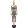 Women's Tracksuits Summer Striped 2 Piece Shorts Sets Women Sexy One Shoulder Crop Top And Mini Black White Club Outfits