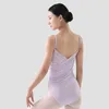 Vêtements de scène femmes élégantes danse justaucorps plissé col en v body formation gymnastique patinage ballerine Bailarinas Mujer haut de maillot de bain