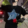 Herr t-skjortor herr sommar mode denim lapp t-shirts män stjärna broderi kort ärm lös tshirts runda nacke streetwear kvinnor tee