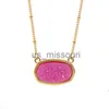 Pendant Necklaces Pendant Necklaces Resin Oval Druzy Necklace Gold Color Chain Drusy Hexagon Style Luxury Designer Brand Fashion Jewelry For Women J230612