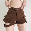 Kobiety Kobiety Solidny kolor Seksowne Y2K Koreańska krótka walizka kieszonkowa Summer High Walisted Shorts Casual Ratehose P230606