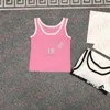 Tanktop mit Buchstabendruck, atmungsaktiv, Sportweste für Damen, lässig, gestrickt, bauchfrei